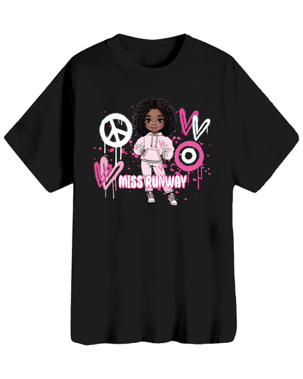 Miss Runway Doll T-Shirt Pink Heart Design
