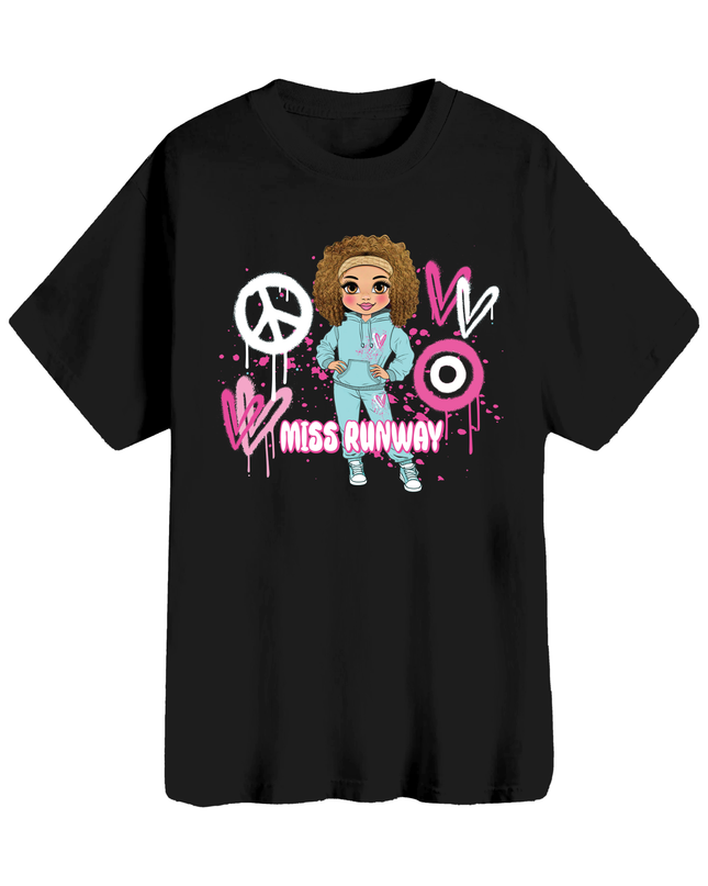 Miss Runway Doll T-Shirt Pink Heart Design