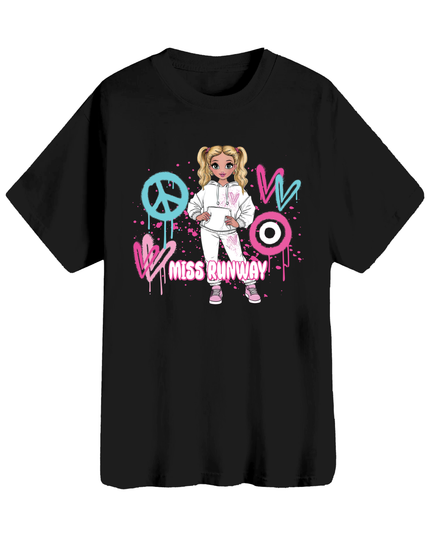 Miss Runway Doll T-Shirt Pin/Greenk Heart Design