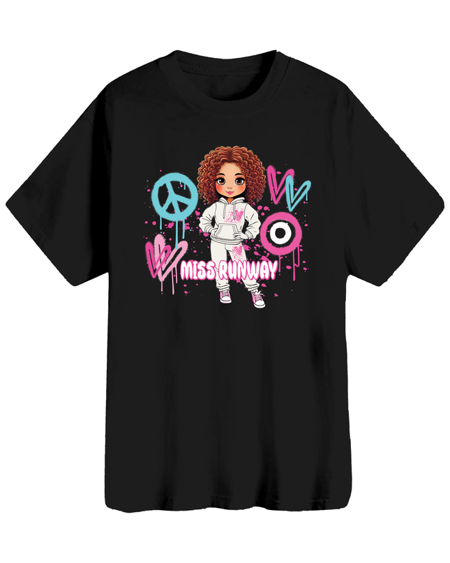 Miss Runway Doll T-Shirt Pin/Greenk Heart Design
