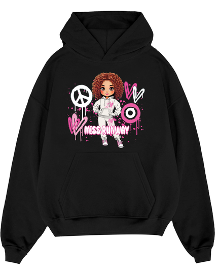 Miss Runway Doll Hoodie Pink Heart Design