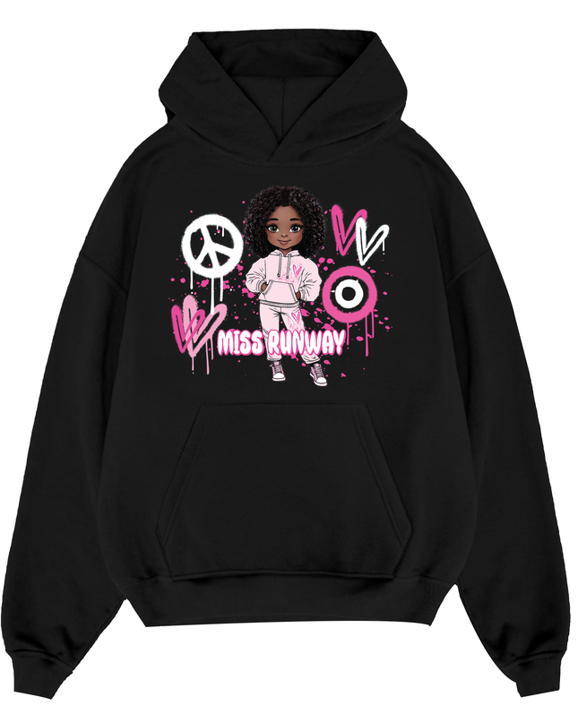 Miss Runway Doll Hoodie Pink Heart Design