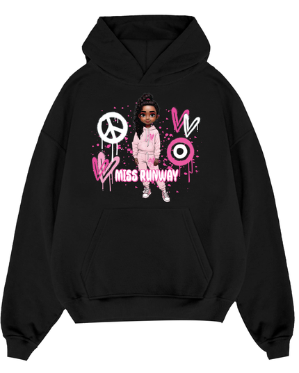Miss Runway Doll Hoodie Pink Heart Design