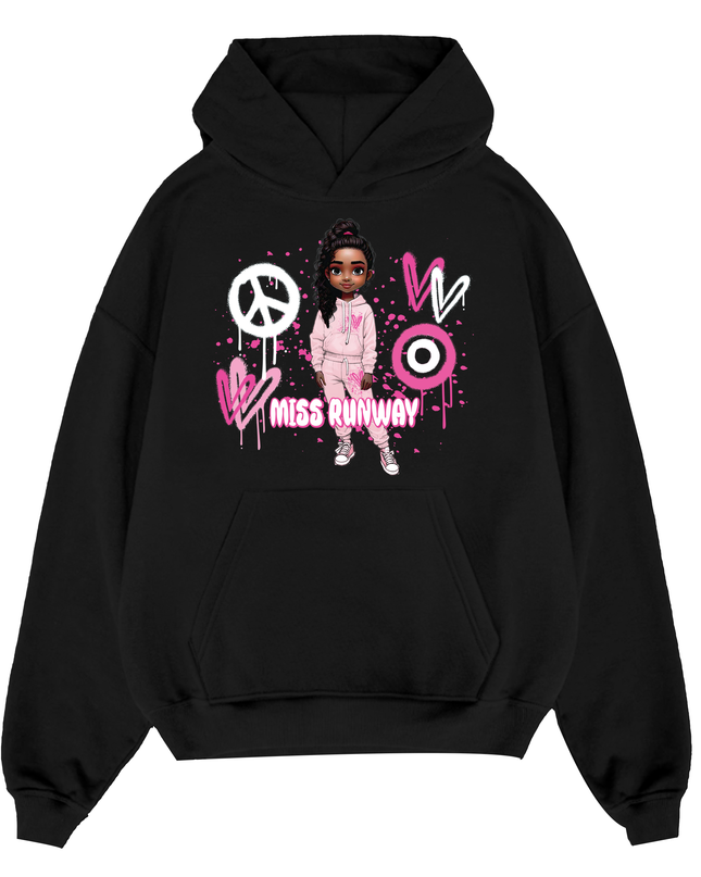 Miss Runway Doll Hoodie Pink Heart Design