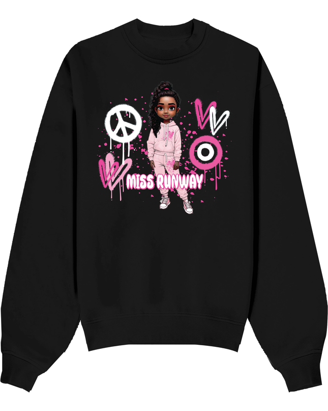 Miss Runway Doll Sweatshirt Pink Heart Design