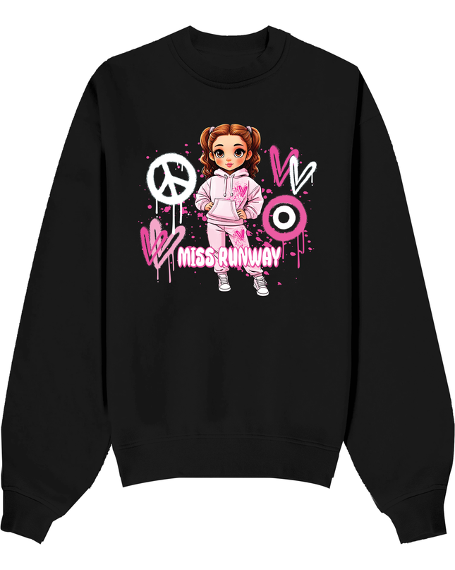 Miss Runway Doll Sweatshirt Pink Heart Design
