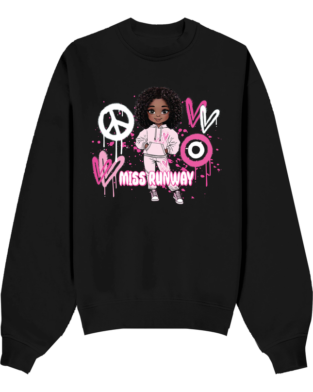 Miss Runway Doll Sweatshirt Pink Heart Design