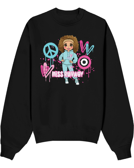 Miss Runway Doll Sweatshirt Pink/Green Heart Design