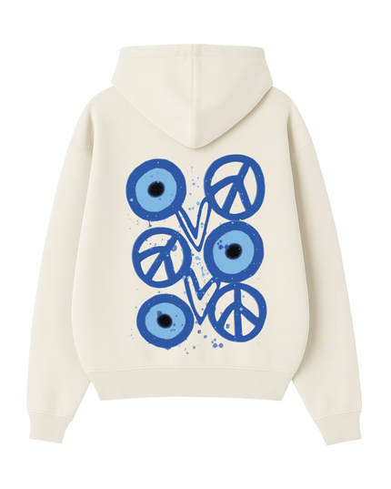 Blue Evil Eye, Peace, Heart Hoodie