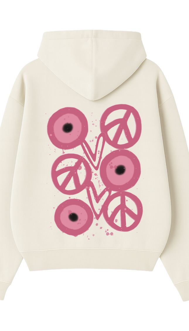 Pink Evil Eye, Peace, Heart Hoodie – adult printed hoodie by Miss Runway
