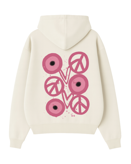 Pink Evil Eye, Peace, Heart Hoodie