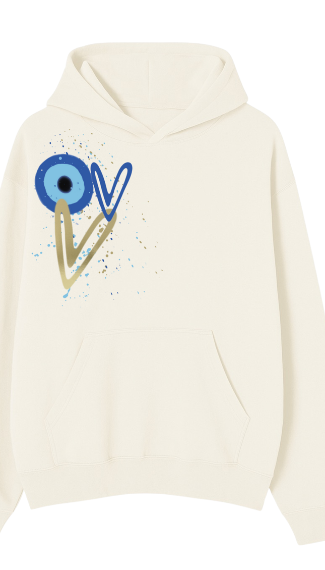 11:11 Gold Heart Evil Eye Heart Hoodie by Miss Runway – image 2