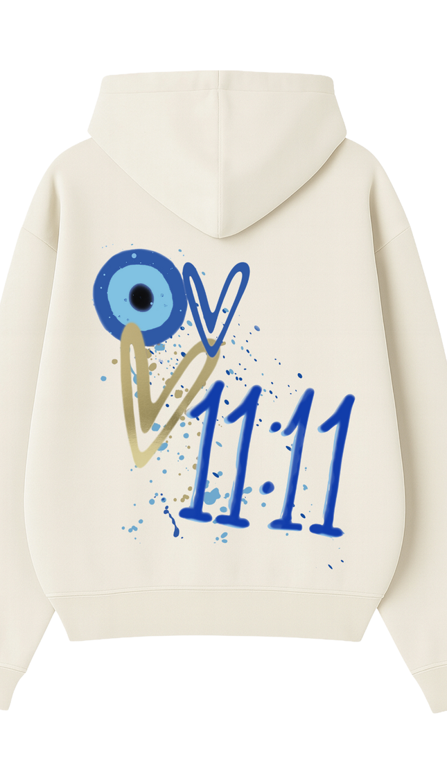 11:11 Gold Heart Evil Eye Heart Hoodie – adult printed hoodie by Miss Runway
