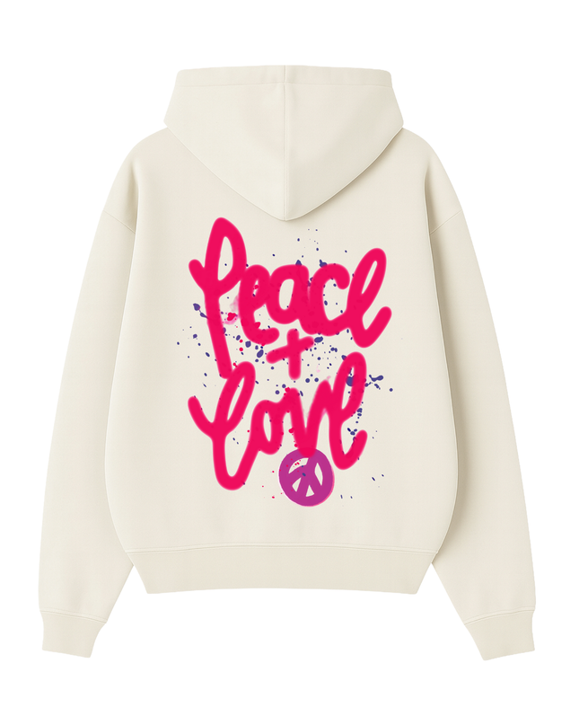 Pink Peace + Love Printed Hoodie Adults