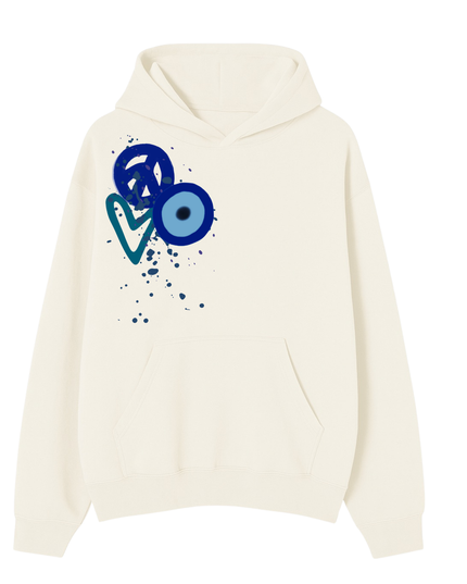 Blue Peace + Love Printed Hoodie Adults