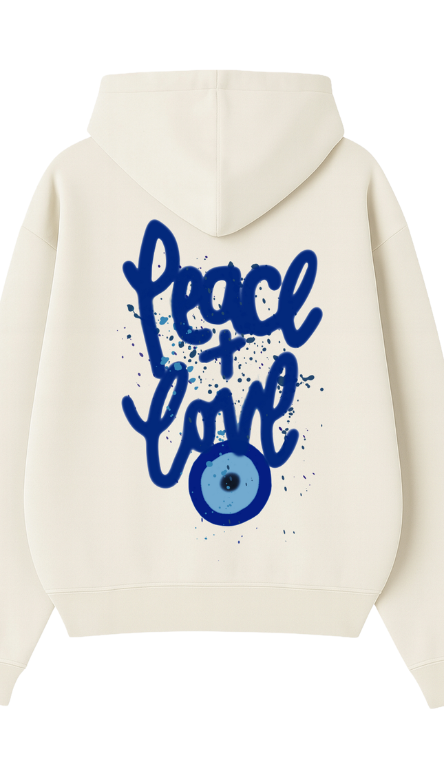 Blue Peace + Love Printed Hoodie – adult printed hoodie by Miss Runway