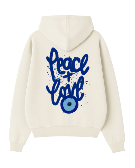 Blue Peace + Love Printed Hoodie Adults