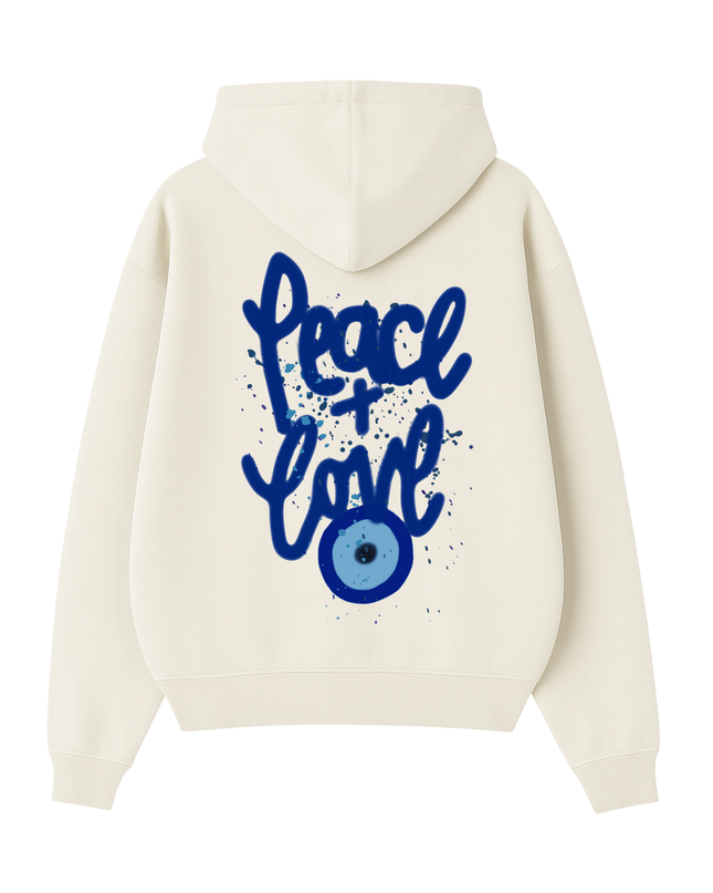 Blue Peace + Love Printed Hoodie Adults