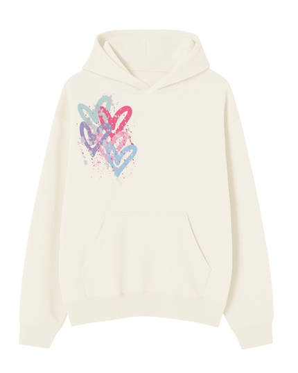 Multi Colour Heart Printed Hoodie