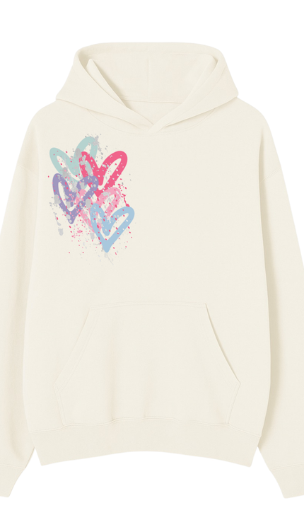 Multi Colour Heart Printed Hoodie by Miss Runway – image 2