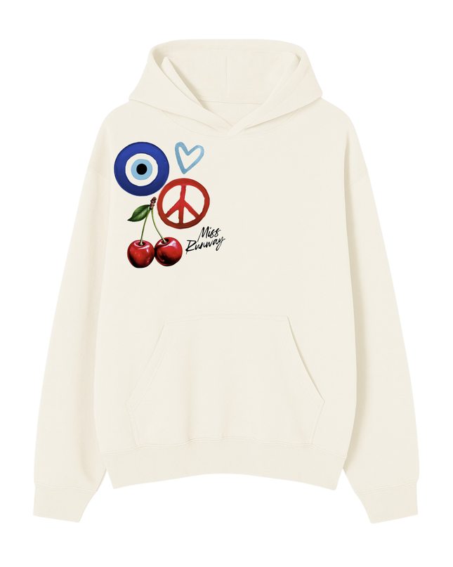 Evil Eye, Cherry Heart Printed Hoodie Kids
