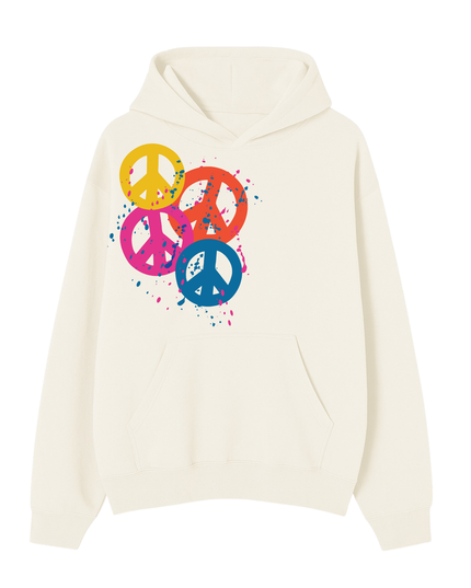 Multi Colour Peace Printed Hoodie