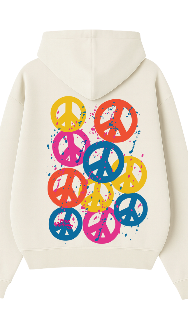 Multi Colour Peace Printed Hoodie – adult printed hoodie by Miss Runway
