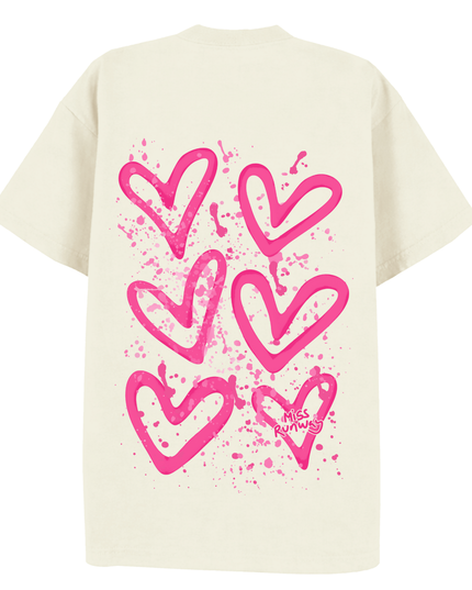 Pink Hearts Printed T-Shirt Kids