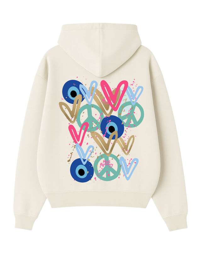 Mint Peace, Evil Eye, Hearts Printed Hoodie Kids