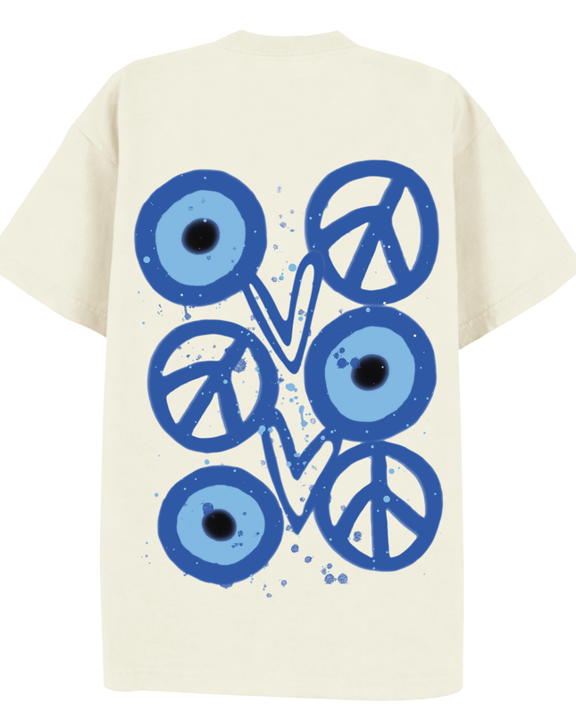 Blue Evil Eye, Peace, Heart Printed T-shirt Kids