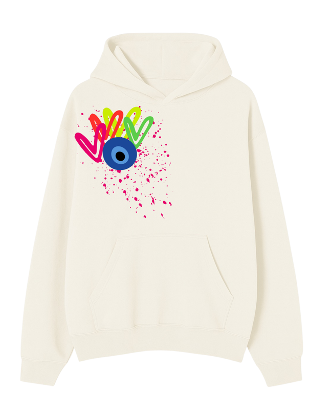 Neon Hearts, Evil Eye Printed Hoodie Kids