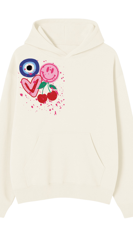 Evil Eye, Cherry, Smiley Hoodie by Miss Runway – image 2