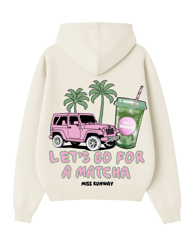 Lets Go For A Matcha Printed Hoodie Kids