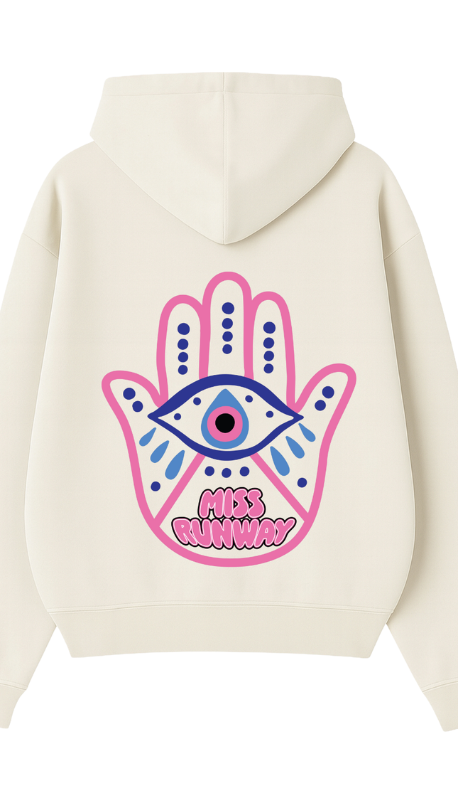 Pink Hamsa Hand Hoodie – adult printed hoodie by Miss Runway