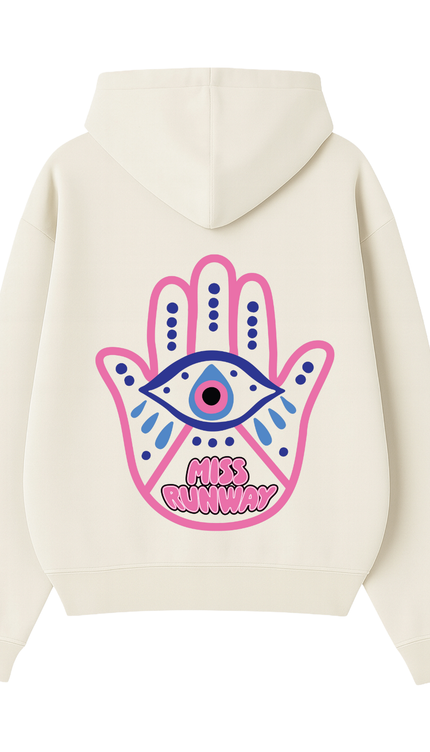 Pink Hamsa Hand Hoodie – adult printed hoodie by Miss Runway