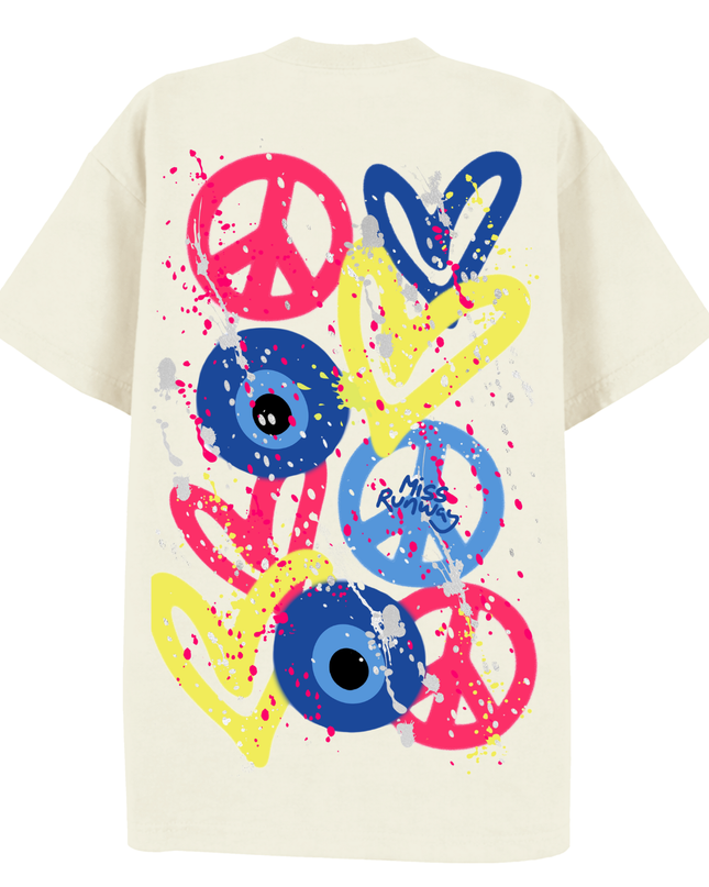 Neon Peace, Evil Eye, Hearts Printed T-shirt Adult