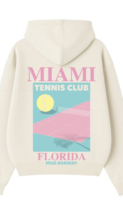 MIAMI Tennis Club Printed Hoodie – adult printed hoodie by Miss Runway
