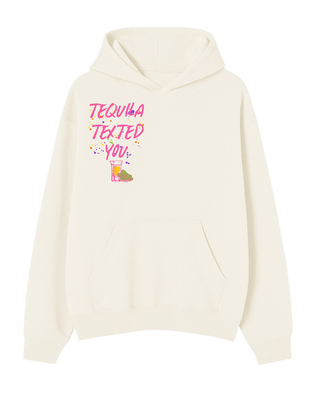 Tequila Texted You Pink Printed Hoodie