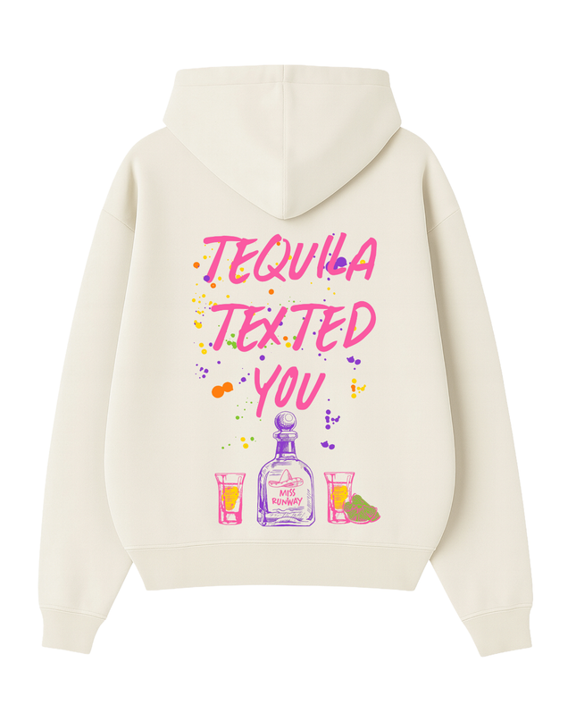 Tequila Texted You Pink Printed Hoodie