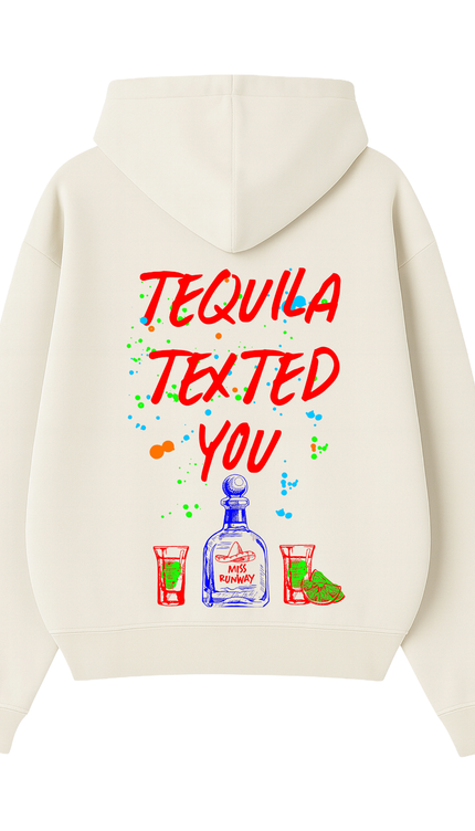 Tequila Texted You Red Printed Hoodie – adult printed hoodie by Miss Runway