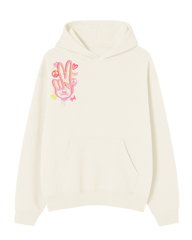 Peace Fingers Printed Hoodie Kids