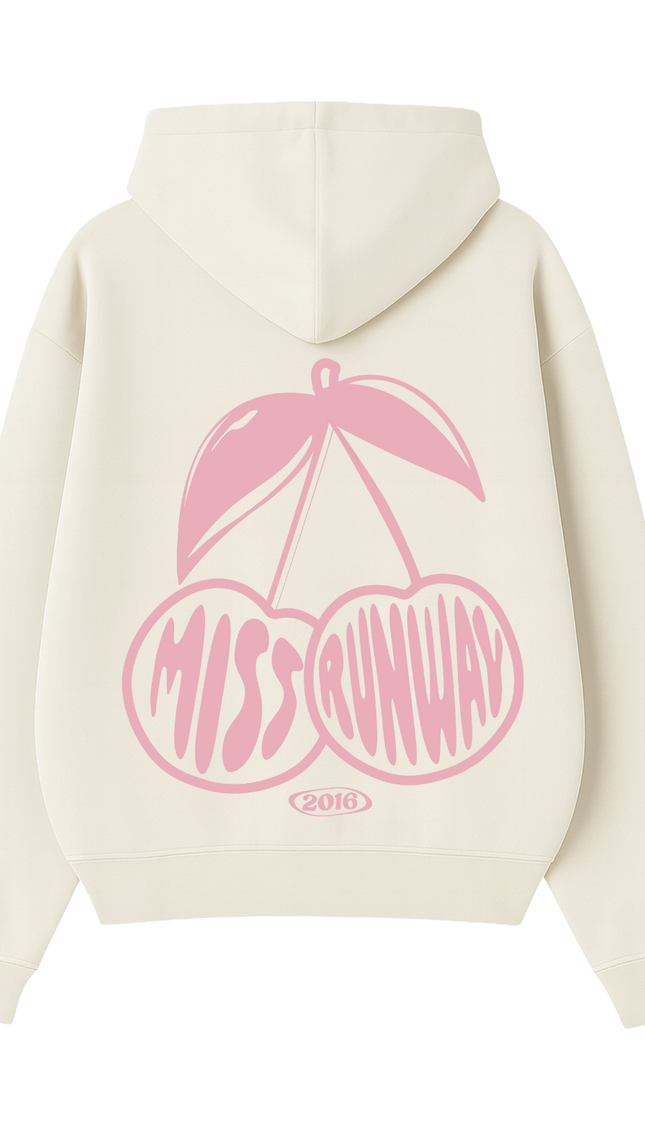 Miss Runway Pink Cherry Outline Hoodie – adult printed hoodie by Miss Runway