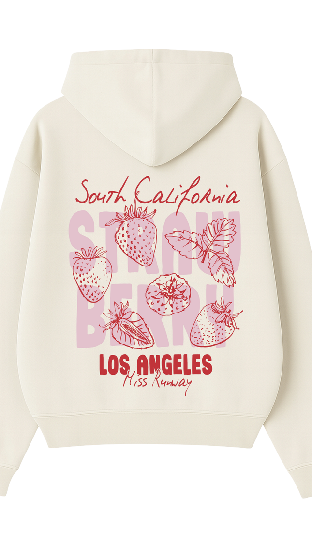 Strawberry Los Angeles Printed Hoodie – adult printed hoodie by Miss Runway
