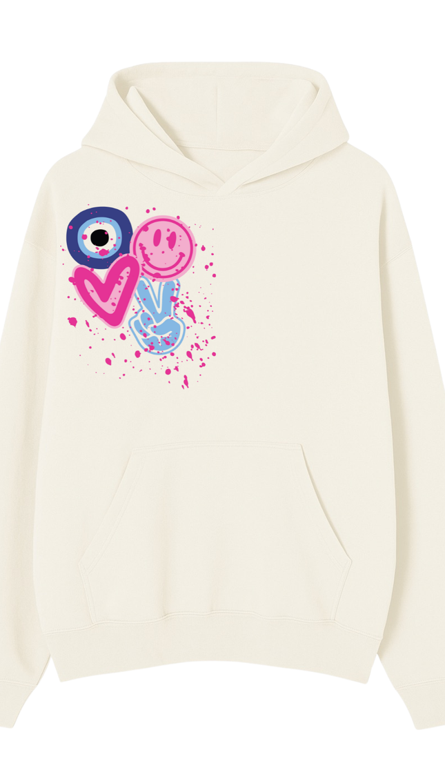 Evil Eye, Fingers, Smiley Hoodie by Miss Runway – image 2