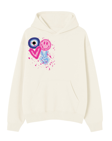 Evil Eye, Fingers, Smiley Printed Hoodie Kids
