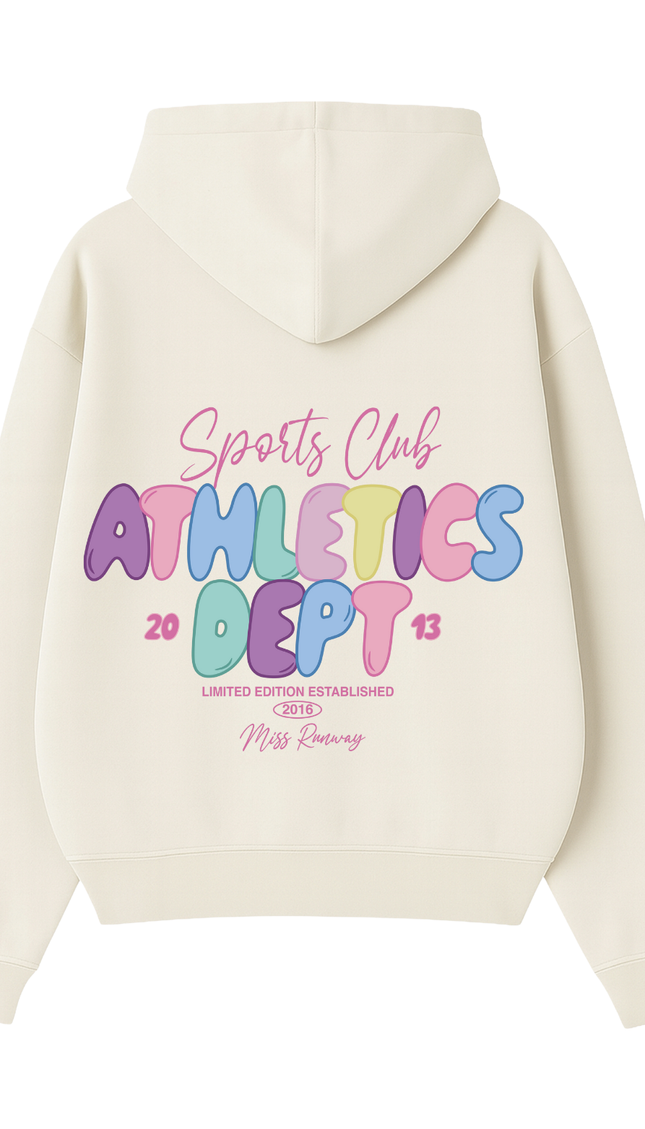 Sports Club Athletics Dept Hoodie – adult printed hoodie by Miss Runway