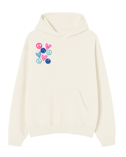 Evil Eye, Peace, Hearts Hoodie