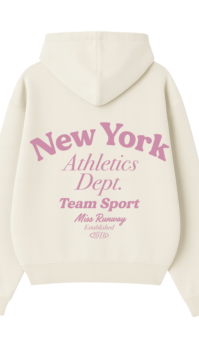 New York Athletics Dept Pink Script Hoodie – adult printed hoodie by Miss Runway