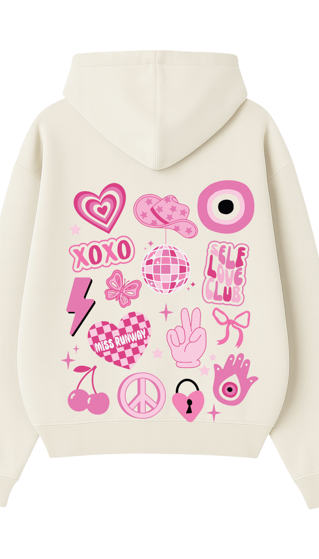 XOXO Self Love Club Disco Hoodie – adult printed hoodie by Miss Runway