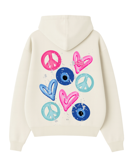Evil Eye, Peace, Hearts Hoodie